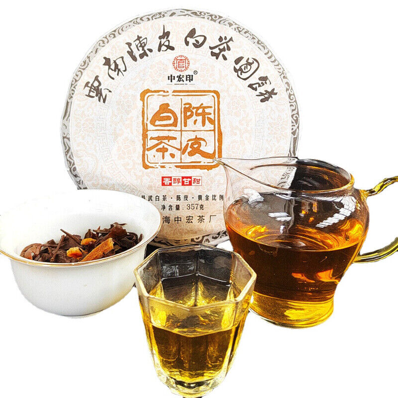 Yunnan White Tea Large Leaf Tea Cake 357g Chen Pi White Tea 2022 陈皮白茶 白茶柑普