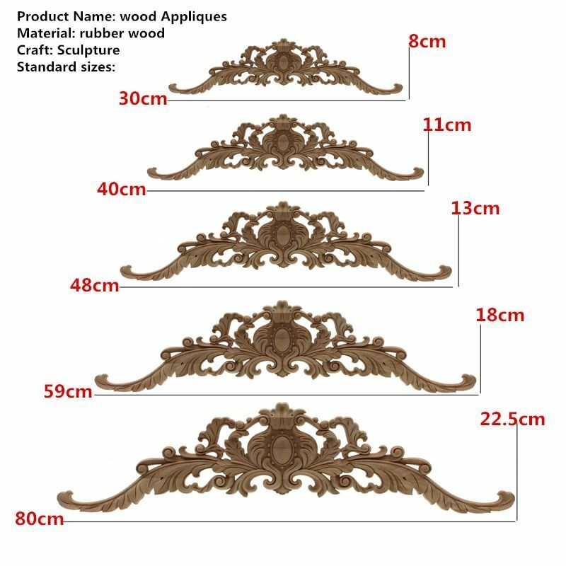 Natural Wood Appliques Furniture Cabinet Unpainted Wooden Carving Moulding Decal