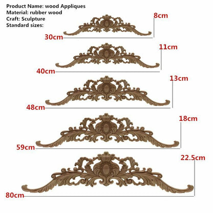 Natural Wood Appliques Furniture Cabinet Unpainted Wooden Carving Moulding Decal