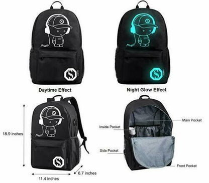 Galaxy Luminous ANTI-THEFT Backpack School Shoulder Bag With USB Charging Port