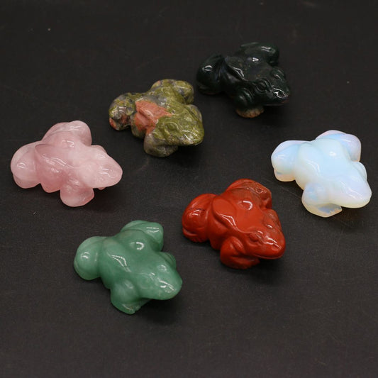 Frog Statue Figurine Natural Stones Hand Carved Ornament Healing Crystal 30x38mm