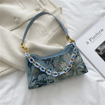 Shoulder Bag Handbags Oil Painting Printed Thick Small Purse Handbags Tote Bags