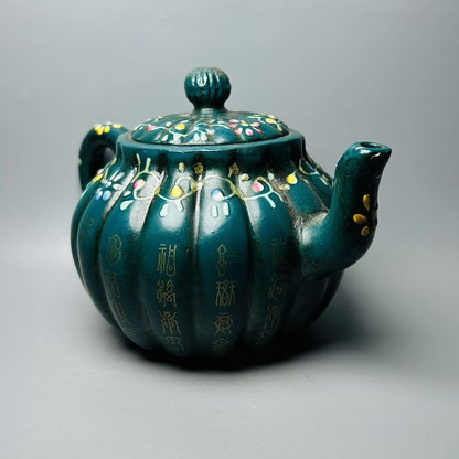 Vintage Chinese Yixing Purple Clay Teapot Zisha Ceramic Enamel Exquisite Teaware