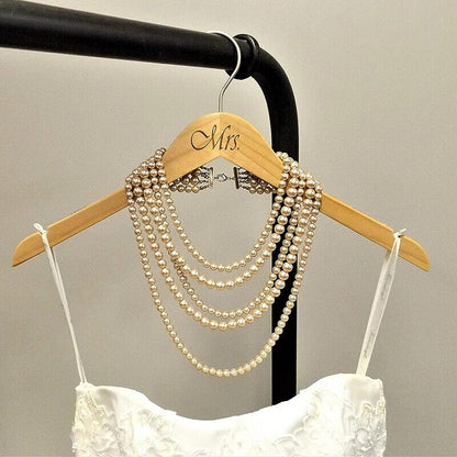 Wedding Dress Hangers Wooden Mr Mrs Husband Wife Bride Groom Couple Rustic Decor