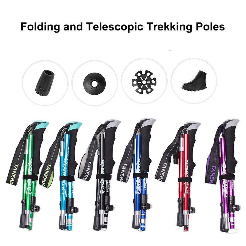 5-Section Folding Trekking Poles Nordic Walking Stick Hiking Telescopic Cane 1PC