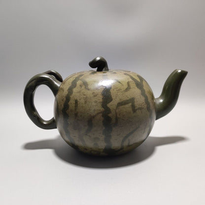 Vintage Chinese Yixing Purple Clay Teapot Zisha Ceramic Watermelon Teaware Rare