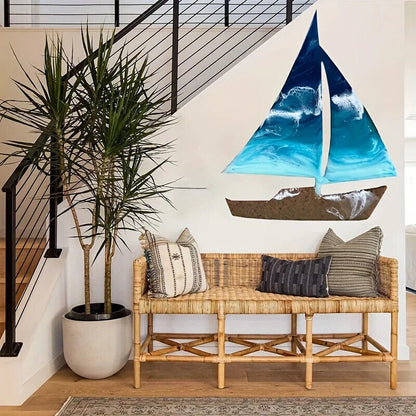 Sailboat Shape Wall Art Ocean Kids Room Decor Sailboat Artwork Beach Home Decor