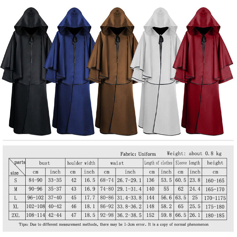 Monks Cosplay Anime Halloween Costume Steampunk Medieval Cloak Renaissance Robe