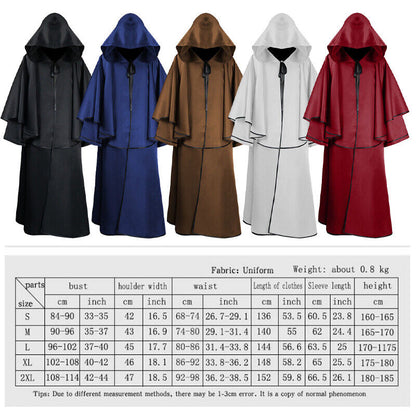 Monks Cosplay Anime Halloween Costume Steampunk Medieval Cloak Renaissance Robe