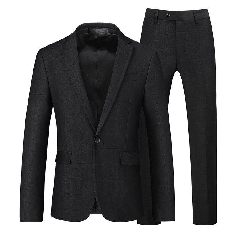 Men Plaid Suits Coat+Pants 2 Pieces Sets Men's Party Wedding Groomsmen Suit