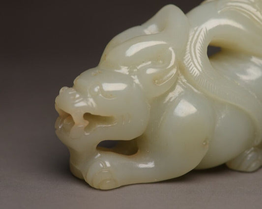 Old Peking China Hetian Jade Carving Beast Bird Statue Unique Nice Wonderful Art
