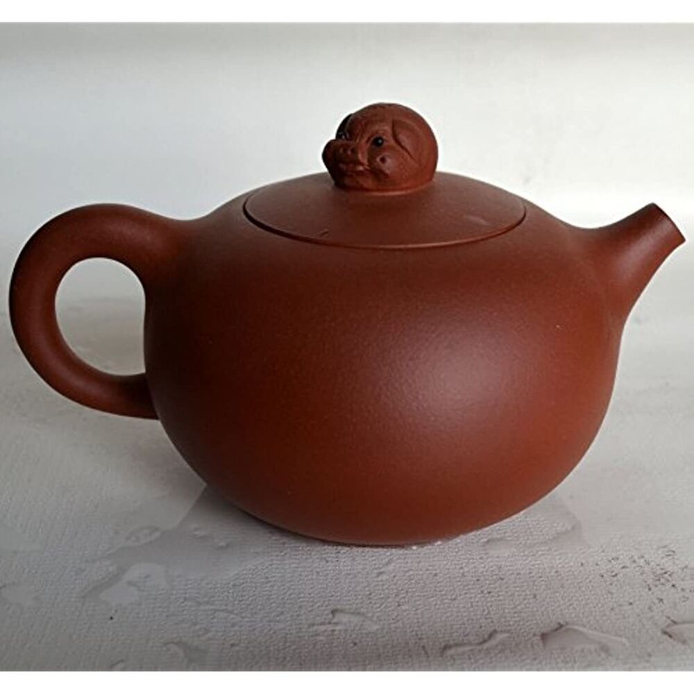 Teapot 9.5oz Chinese Yixing Xishi Tea Pots Handmade Zisha Genuine Clay Pig Lid