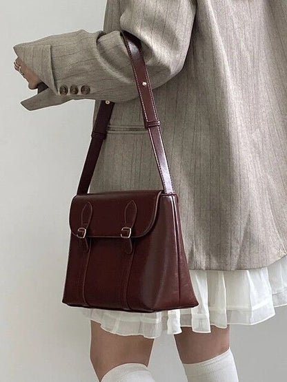 Women's Vintage PU Leather Shoulder Bag Retro Tote Messenger Handbag Office Gift