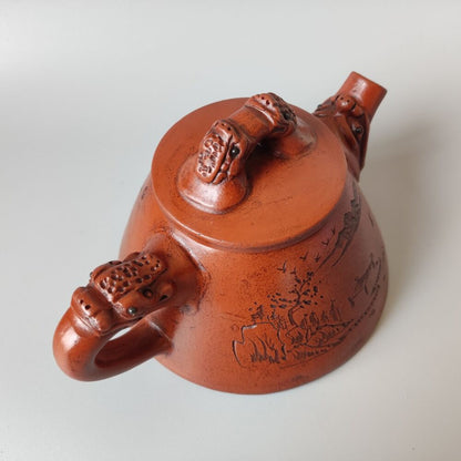 Vintage Chinese Yixing Purple Clay Teapot Zisha Ceremony Carving Collectible Art