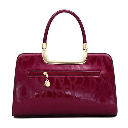 Leather Tote Bag Simple Stone Pattern Women's Handbag