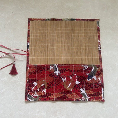 Retro Painting Brushes Holder Storage Bamboo Rolling Bag Calligraphy Pens Case
