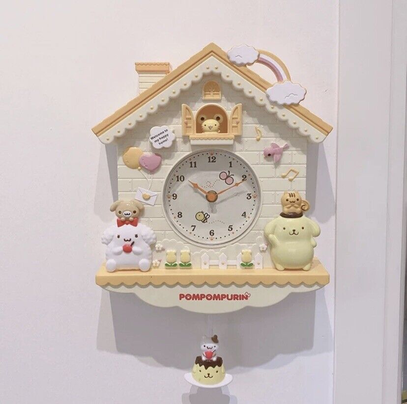 SANRIO POMPOMPURIN Clock Anime Kawaii Cinnamoroll Hello Kitty Vintage Style