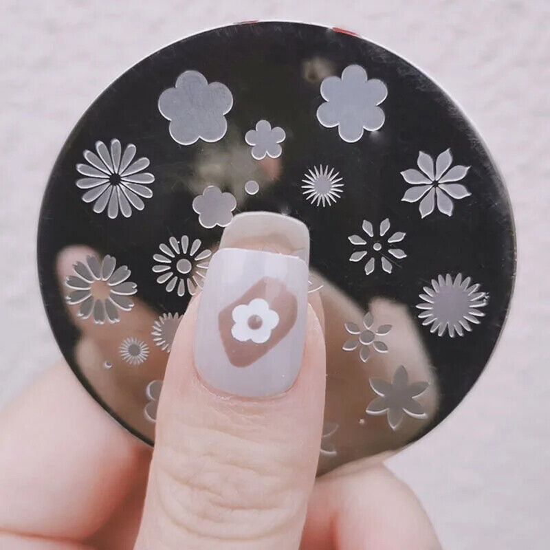 Nail Art Tools Stamping Stainless Steel Designs Shiny Pattern Stencils 5.5x5.5cm
