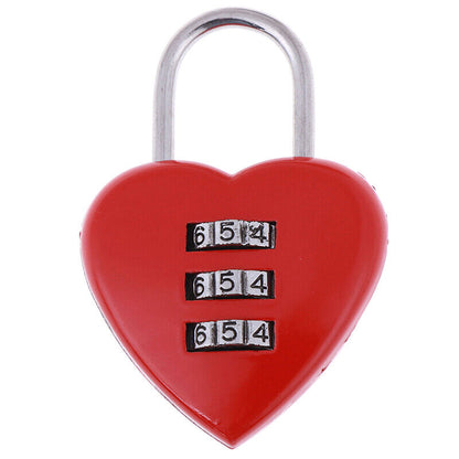 Cute Red Heart Pattern Shape 3Digit Dial Metal Code Number Baggage LocY-ca