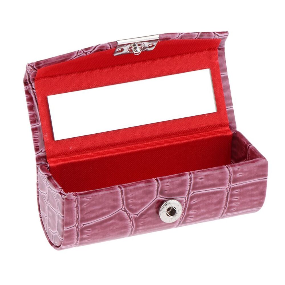 Elegant ABS Synthetic Leather Lipstick Case Bag Flocking Liner Traveling Purse