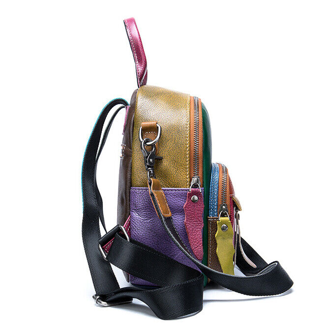Women's Backpack, Designer Genuine Leather Multi-color Small Travel Rucksack Bag