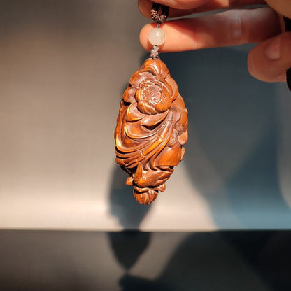 wood carving wooden Lotu frog wooden carved statue Portable mini Boxwood gift