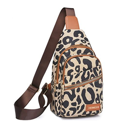 Hiriotin Leopard Print Chest Bag for Women Letter