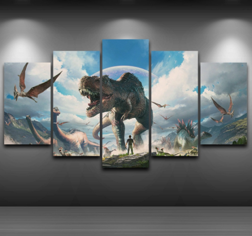 T-rex Dinosaur Tyrannosaurus 5 Piece canvas Wall Art Print Home Decor