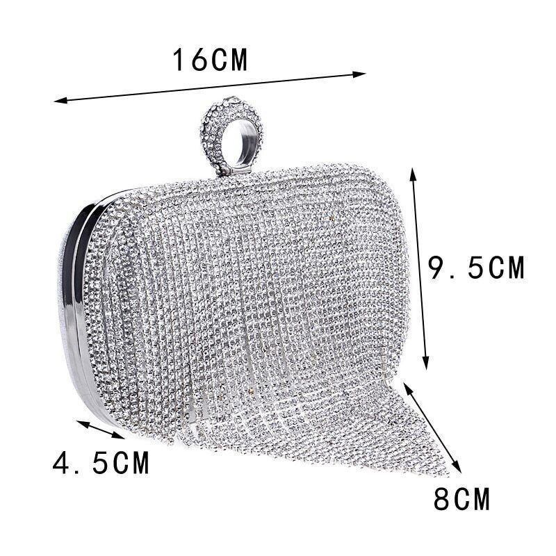 Shiny Diamonds Clutches Purse Evening Party Women Handbag Tassel Women Bag