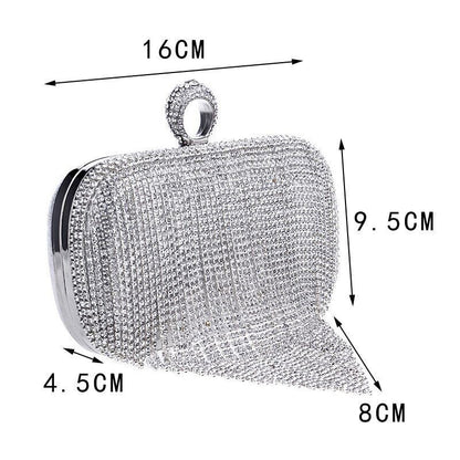 Shiny Diamonds Clutches Purse Evening Party Women Handbag Tassel Women Bag