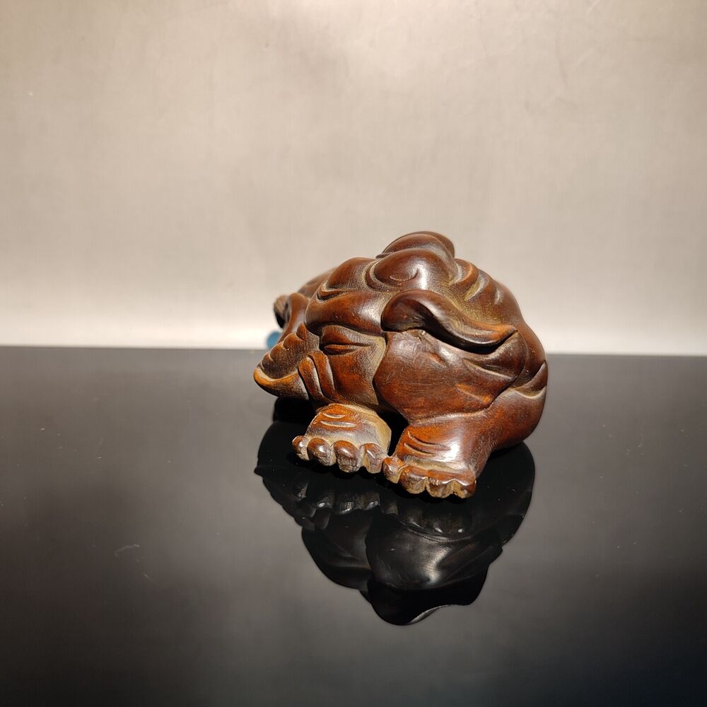 Wooden Brown Carving Chinese Elephant Sculpture Statue Home Decor Figurines Zen