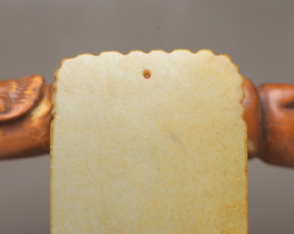 Chinese Old Natural Hetian Jade Carved Pine Figures Figurines Pendant Jewelry