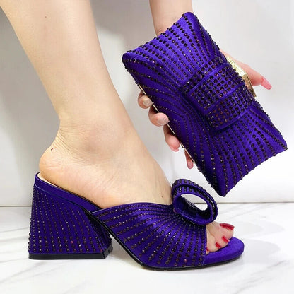 Shoe Bag Classic Style African Women's Round Toe High Heels For Wedding Party