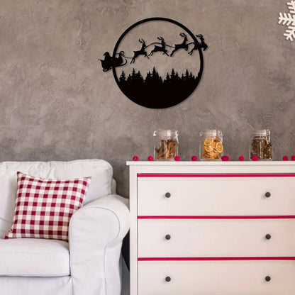 1pc Merry Christmas Metal Sign, Metal Wall Sign, Round Metal Christmas Sign