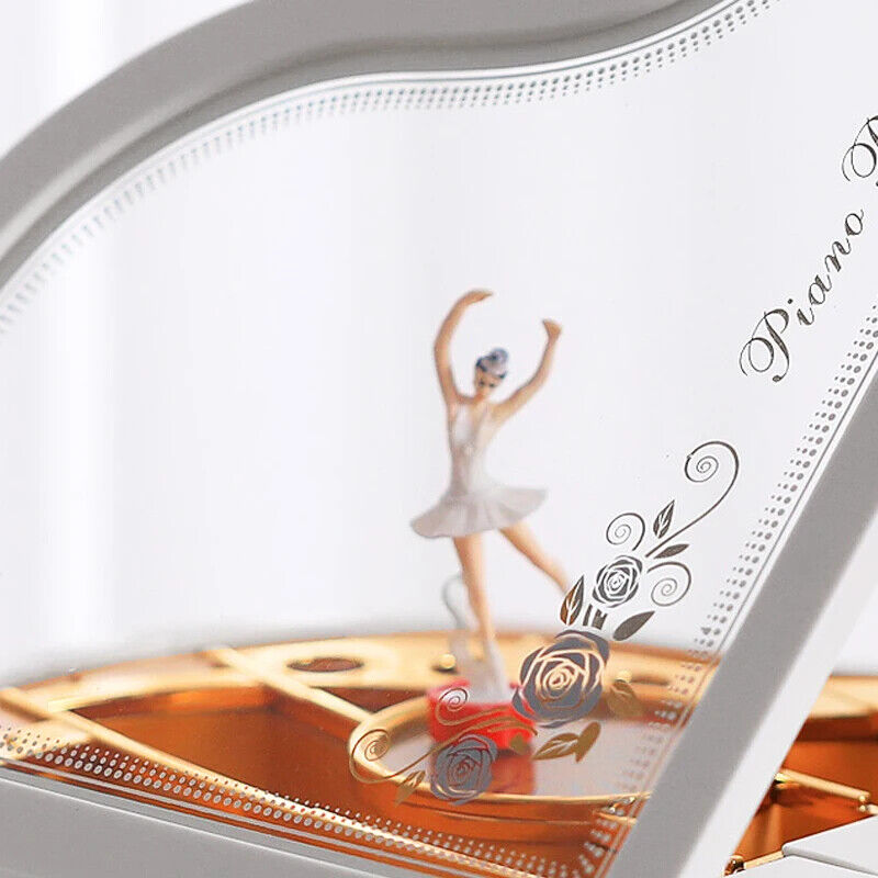 Music Box Plastic Piano Model Dancing Ballerina Classic Birthday Gift 13x12x16cm