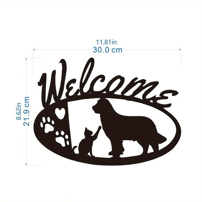 Golden Retriever and Cat Metal Wall Decor - for Front Porch, Farmhouse