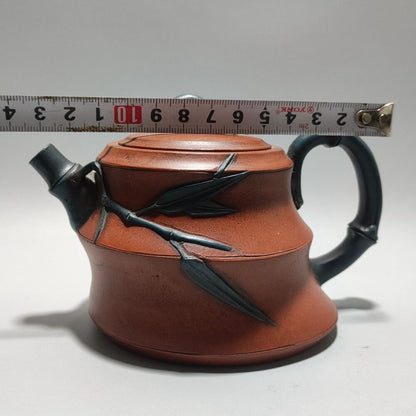 Vintage Chinese Yixing Purple Clay Teapot Zisha Ceremony Ceramic Bamboo Teaware