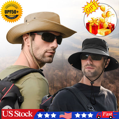 Wide Brim Sun Hat Breathable Bucket Cap Summer Fishing UV Protection Men Women