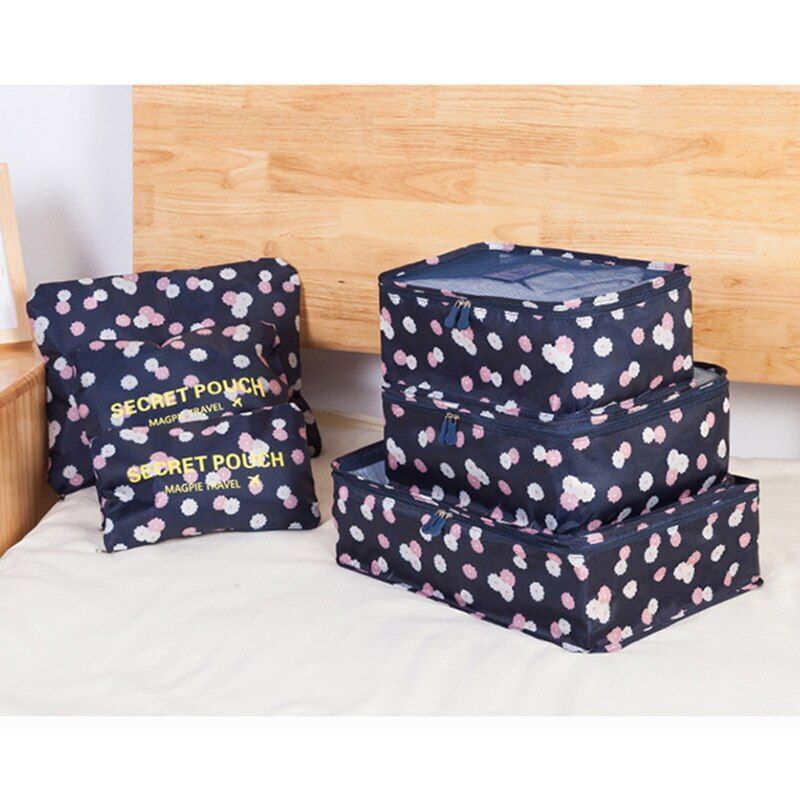 6pcs/set Cosmetic Bag Travelling Purse Waterproof Luggage Clothes Organizer Case