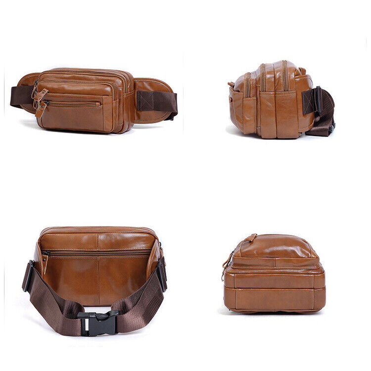 Motorcycle Outdoor Genuine Vintage Leather Waist Fanny Pack Crossbody Sling Bag