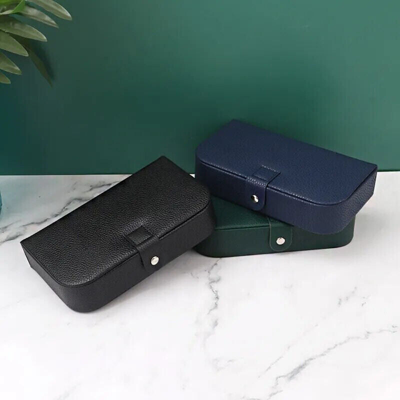 Jewelry Box Travel Organizer PU Necklace Ring Earring Storage Case 19.5x11x4.5cm