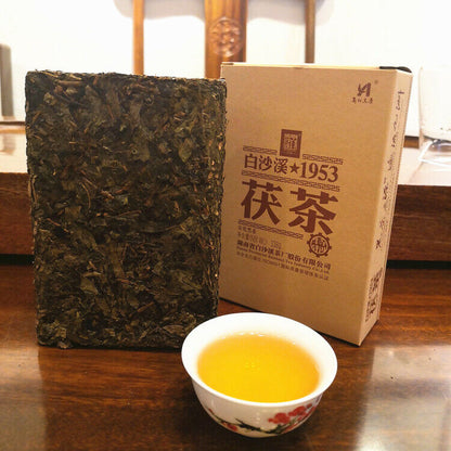 Baishaxi 1953 Fu Cha * Hunan Anhua Dark Tea Fu Brick Jin Hua Black Tea 338g Box