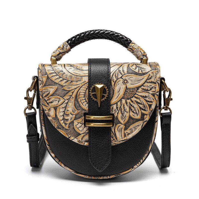 Retro Small Shoulder Purse Crossbody Bag Genuine Leather Cowhide Handbags Shell