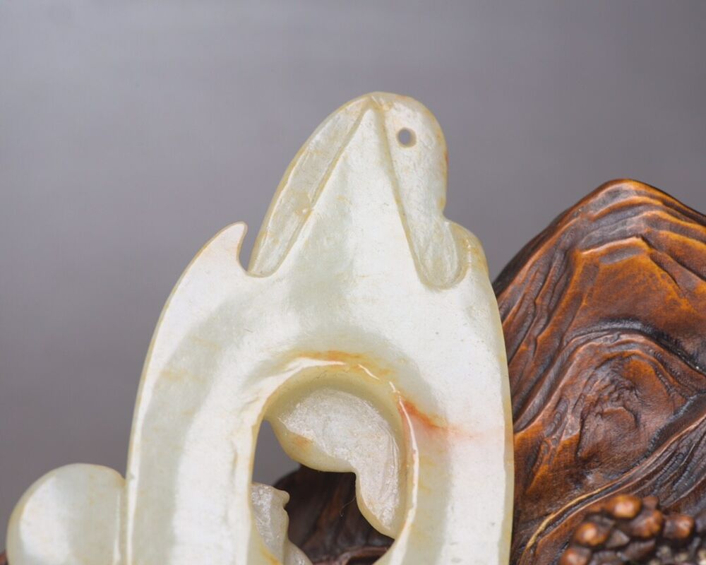 Antigue Chinese Hetian Jade Carved Dragon Statue Fine Jade Pendant Jewelry Gift