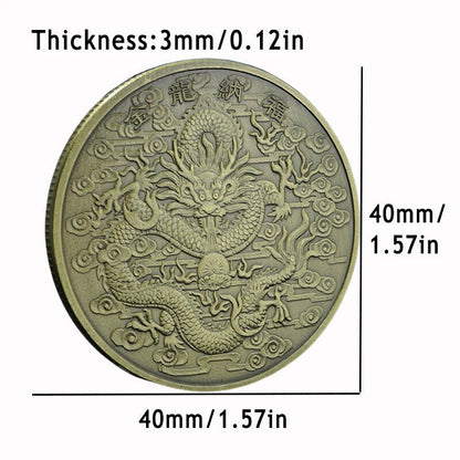 Commemorative Coins Metal Double Dragon Bronze Gold Silver Home Decoration Badge