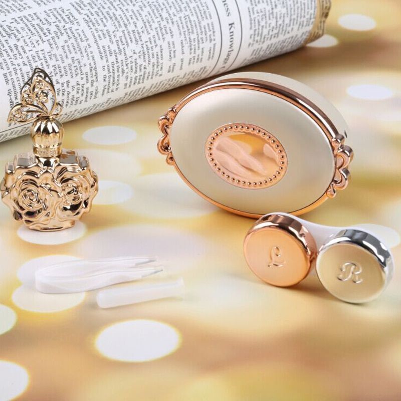 Contact Lens Case Classic Round Portable Storage Box 8x5.5x2.5cm Acrylic Plastic