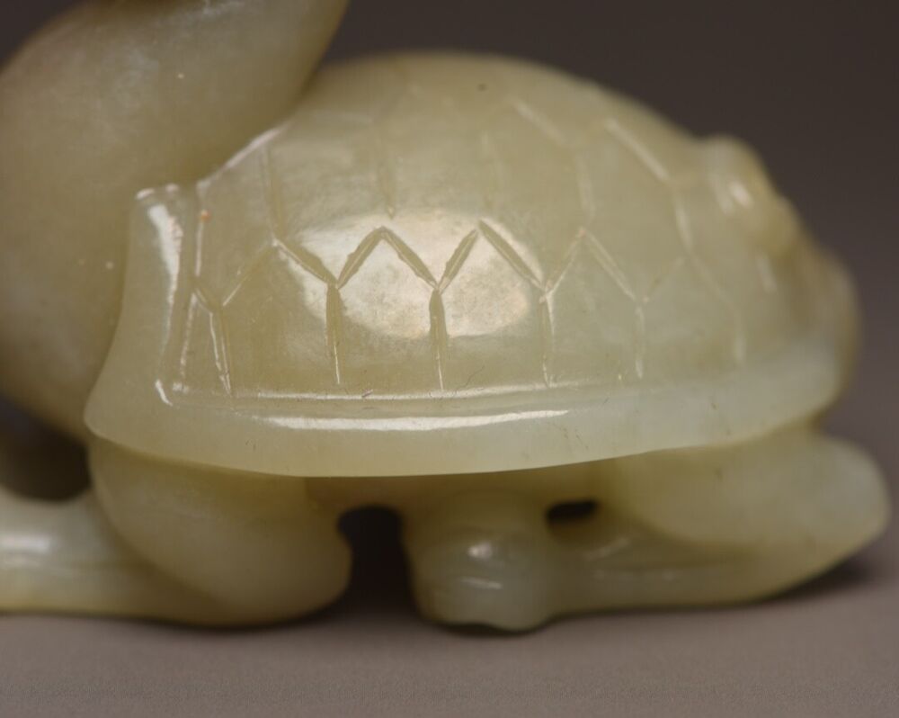 Chinese Natural Hotan Jade Carved Exquisite Dragon Turtle Statue Collection Art