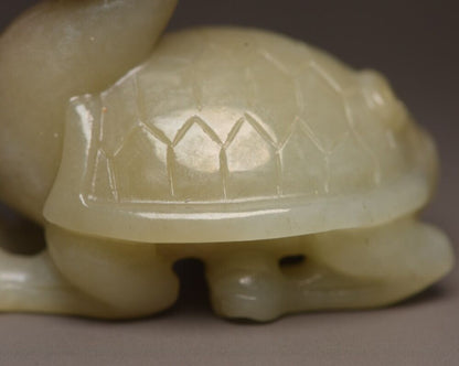 Chinese Natural Hotan Jade Carved Exquisite Dragon Turtle Statue Collection Art