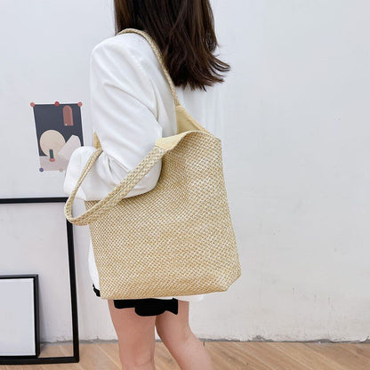 Women Handmade Straw Bag Rattan Woven Handbag Vacation Large Tote Bag 42*40*10CM