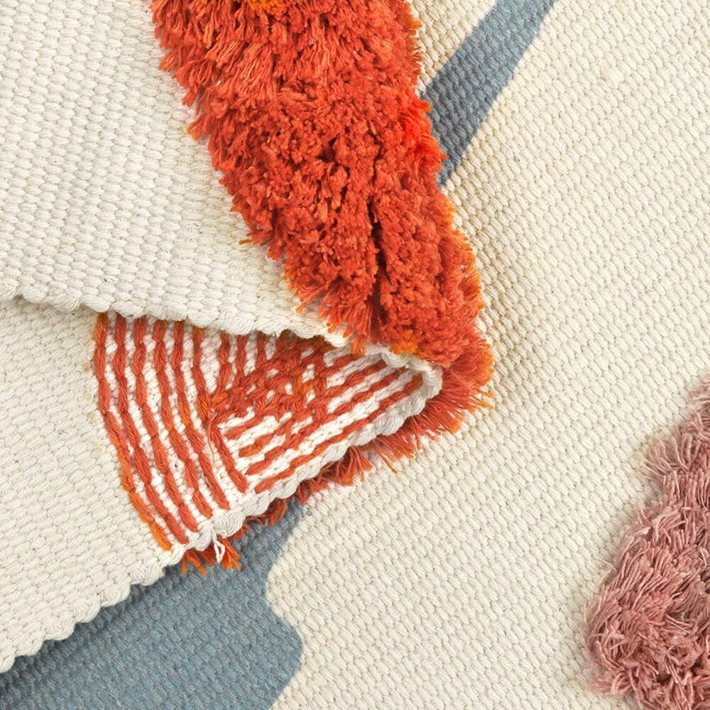 Hand Woven Bathroom Runner Rug Multi-Color with Tassel Cotton Tufted Home Decor